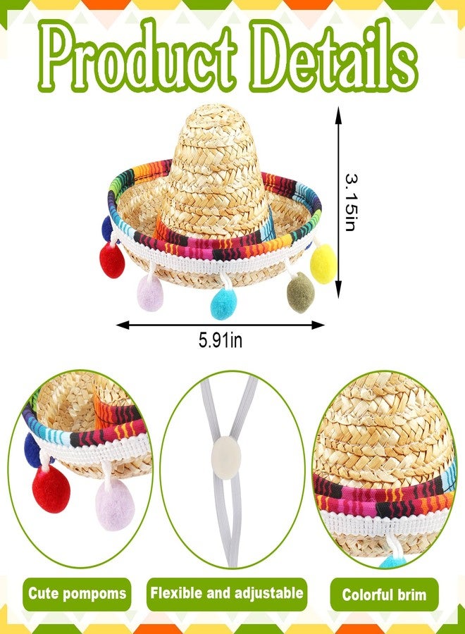ALIBBON Mini Sombrero Straw Hat - Multicolor Dog & Cat Hat for Mexican Fiesta - Image 2